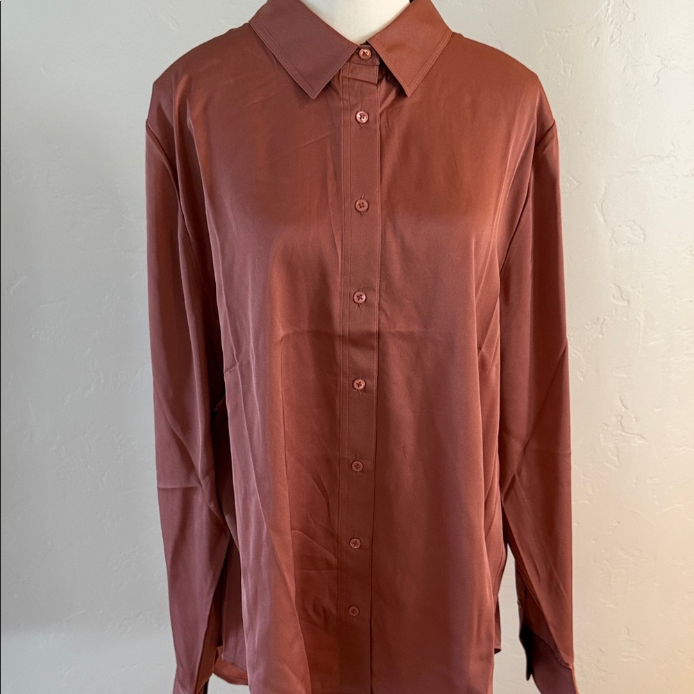 Quince Button-Front Shirt in Rust Brown